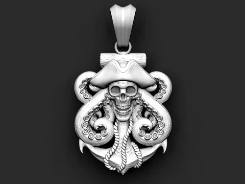 Piratensch&auml;del-Anh&auml;nger STL-Datei f&uuml;r Schmuck und CNC 3D Druckmodell