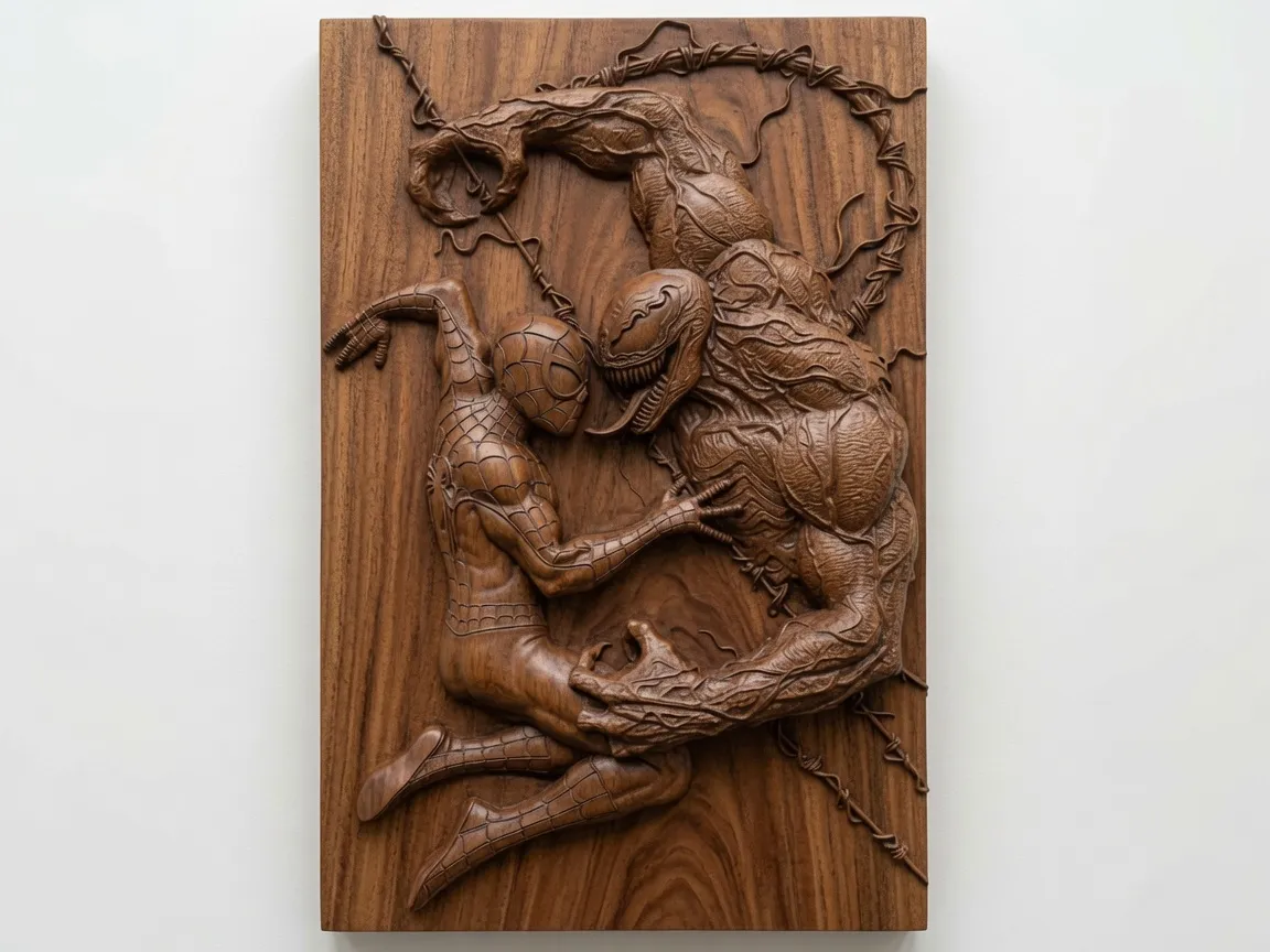 Spiderman vs Venom STL file for CNC and 3D printing 3D Print Model .c4d .max .obj .3ds .fbx .stl .blend