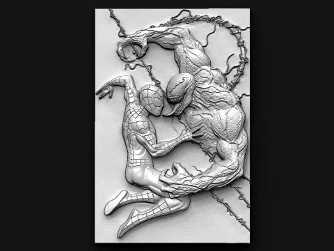 Spiderman vs Venom STL file for CNC and 3D printing 3D Print Model
