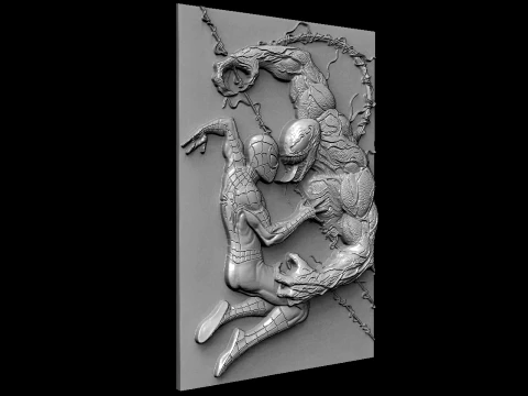 Spiderman vs Venom STL file for CNC and 3D printing 3D Print Model