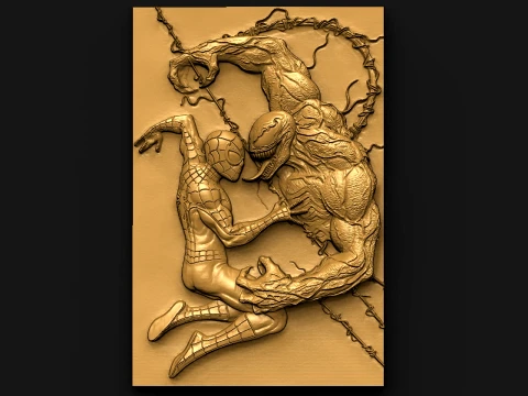 Spiderman vs Venom STL file for CNC and 3D printing 3D Print Model
