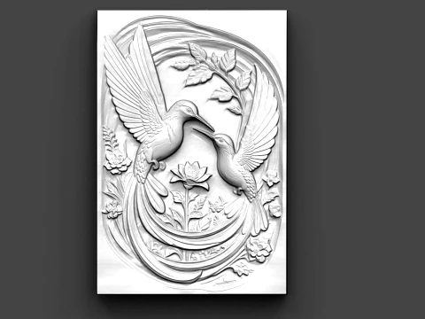 Hummingbird Collection Vol 1 10 CNC Relief Models Bundle 3D Carving Files for CNC Router Natu 3D Print Model