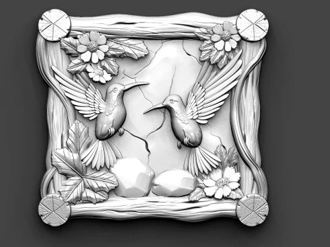Hummingbird Collection Vol 1 10 CNC Relief Models Bundle 3D Carving Files for CNC Router Natu 3D Print Model