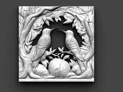 Hummingbird Collection Vol 1 10 CNC Relief Models Bundle 3D Carving Files for CNC Router Natu 3D Print Model