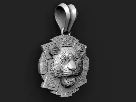 Aztekischer Anh&auml;nger Jaguar 3D Druckmodell