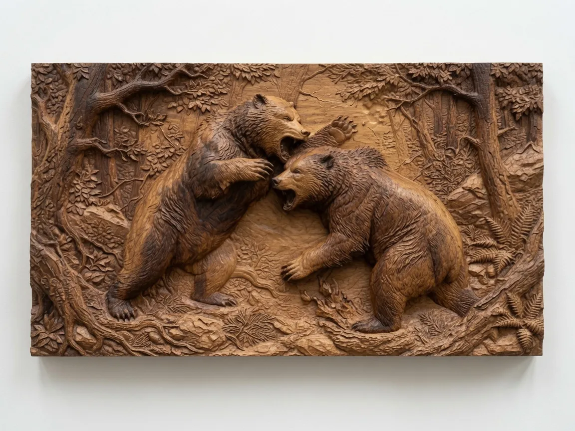 Bears fighting CNC STL model 3D Print Model .c4d .max .obj .3ds .fbx .stl .blend
