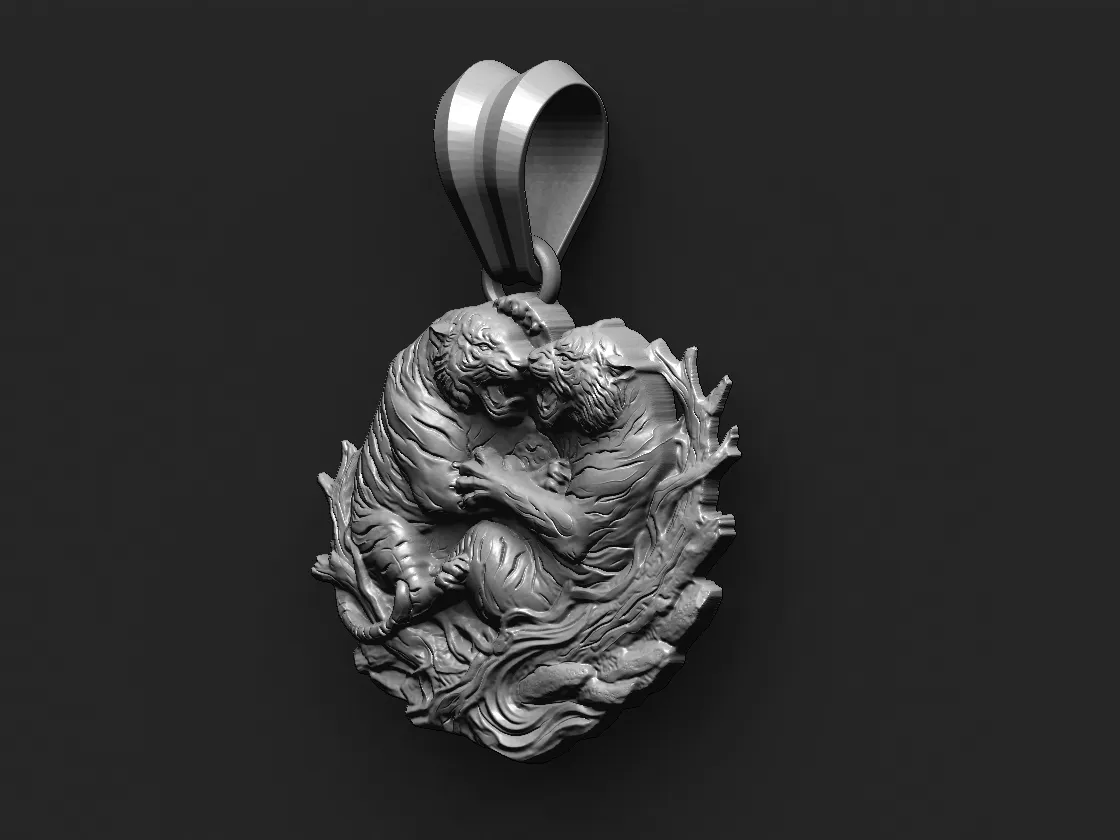 ファイティングタイガース ペンダント STLモデル 3Dプリントモデル .c4d .max .obj .3ds .fbx .stl .blend
