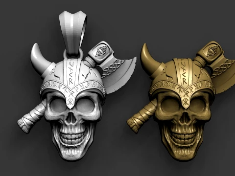 Viking skull pendant STL Model 3D Print Model