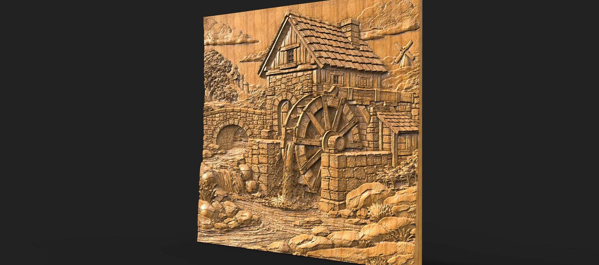 Old Watermill CNC STL model 3D Print Model .c4d .max .obj .3ds .fbx .stl .blend