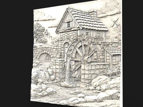 Old Watermill CNC STL model 3D Print Model