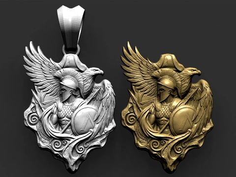 スパルタンとイーグルのペンダント STL ファイル 3Dプリントモデル