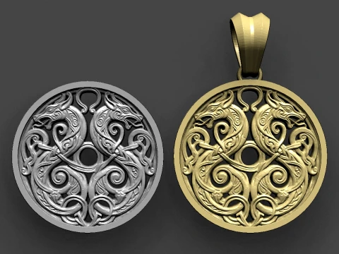 Model STL liontin naga Viking Model Cetak 3D