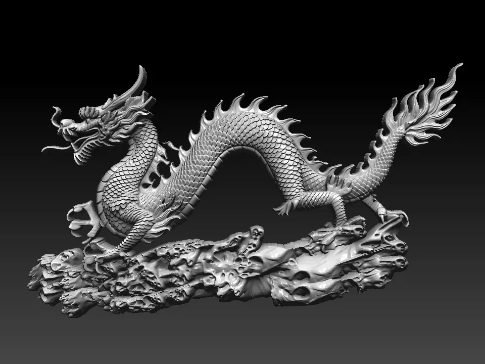 Chinese dragon CNC 3D Print Model .c4d .max .obj .3ds .fbx .stl .blend 