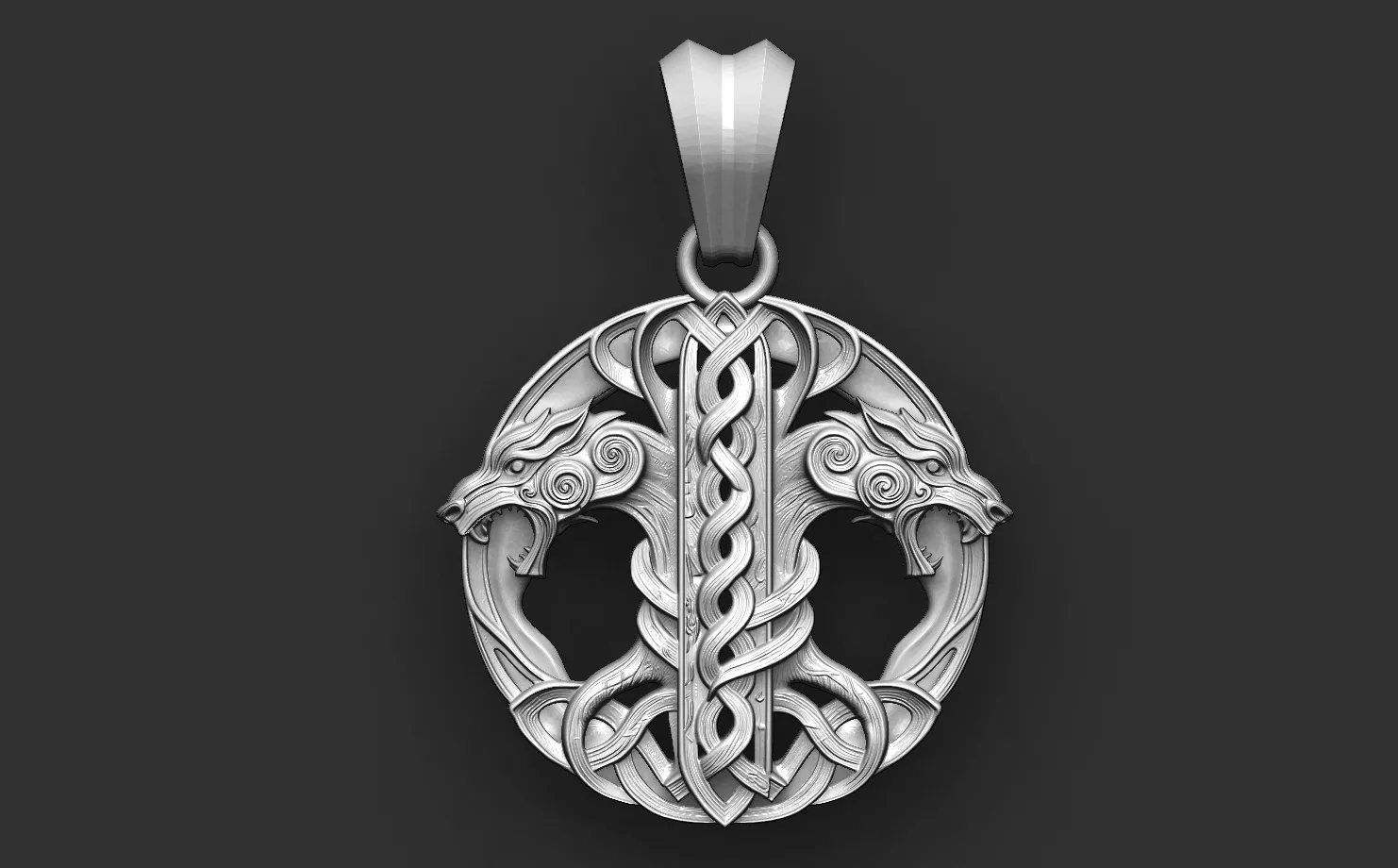 Viking wolf STL file for jewelry 3d printing and CNC 3D Print Model .c4d .max .obj .3ds .fbx .stl .blend 