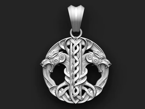 Viking wolf STL file for jewelry 3d printing and CNC Modelo de impresión 3D