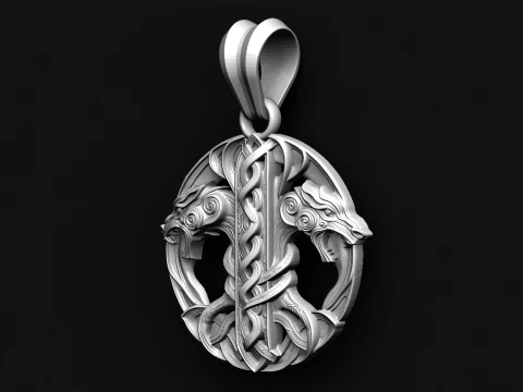Viking wolf STL file for jewelry 3d printing and CNC 3D Print Model