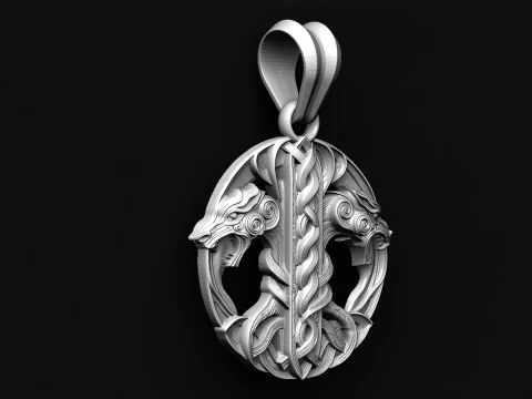 Viking wolf STL file for jewelry 3d printing and CNC 3D Print Model
