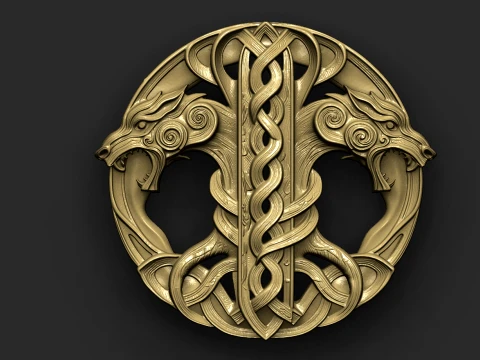 Viking wolf STL file for jewelry 3d printing and CNC 3D Print Model