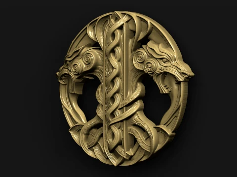Viking wolf STL file for jewelry 3d printing and CNC 3D Print Model