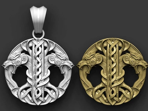 Viking wolf STL file for jewelry 3d printing and CNC 3D Print Model