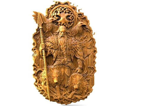 Odin CNC relief STL Norse Allfather wall art for CNC routers and 3D carving 3D 프린트 모델