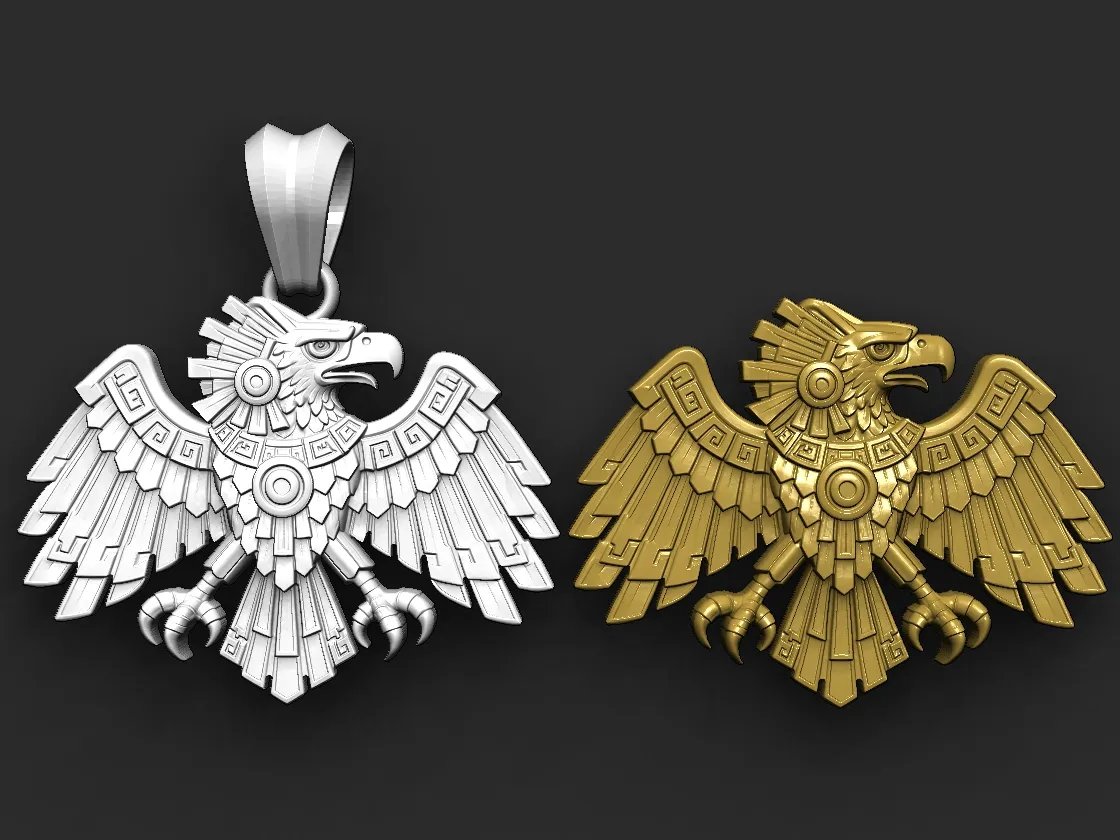 Aztec Eagle Pendant STL for Jewelry Making 3D Print Model .c4d .max .obj .3ds .fbx .stl .blend 