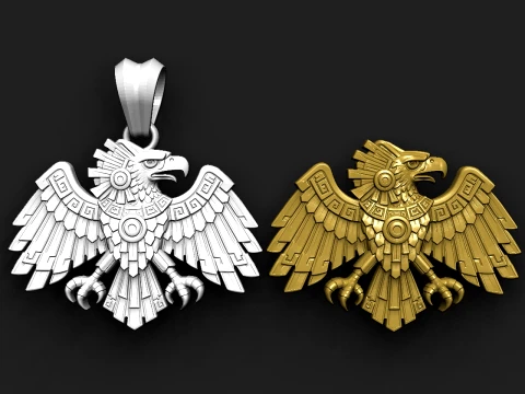 Aztec Eagle Pendant STL for Jewelry Making 3D Print Model