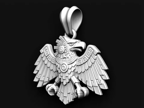 Aztec Eagle Pendant STL for Jewelry Making 3D Print Model