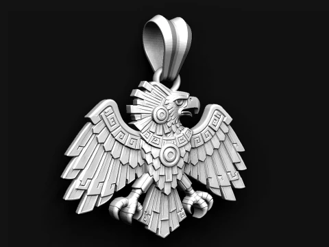 Aztec Eagle Pendant STL for Jewelry Making 3D Print Model