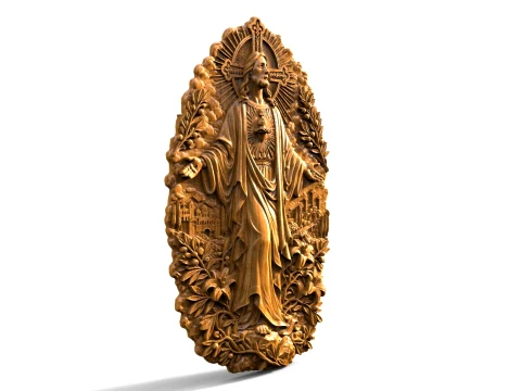 Sacred Heart of Jesus 3D Relief STL for CNC Router 3D Print Model