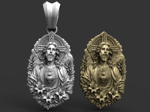 Sacred Heart Jesus Pendant STL for Jewelry Making Modelo de impresión 3D