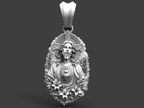 Sacred Heart Jesus Pendant STL for Jewelry Making Modelo de impresión 3D