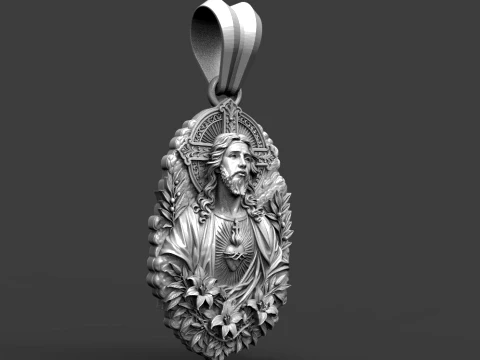 Sacred Heart Jesus Pendant STL for Jewelry Making Modelo de impresión 3D