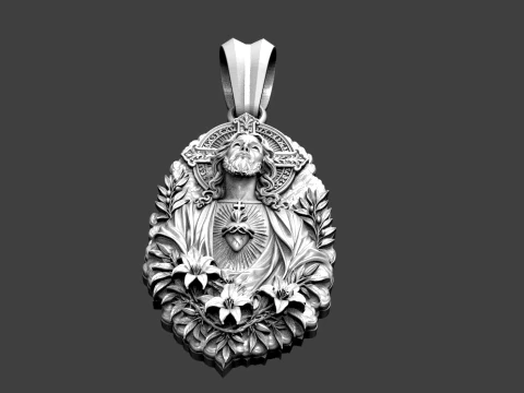 Sacred Heart Jesus Pendant STL for Jewelry Making Modelo de impresión 3D