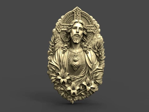 Sacred Heart Jesus Pendant STL for Jewelry Making Modelo de impresión 3D