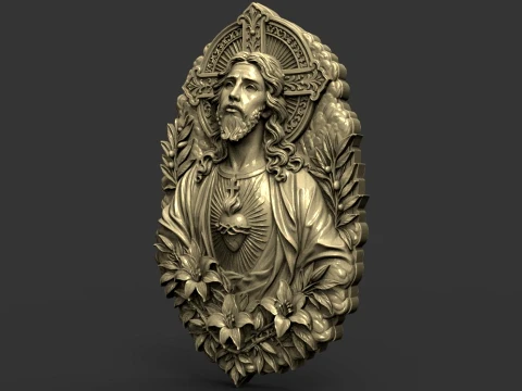 Sacred Heart Jesus Pendant STL for Jewelry Making Modelo de impresión 3D