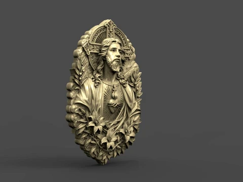 Sacred Heart Jesus Pendant STL for Jewelry Making Modelo de impresión 3D