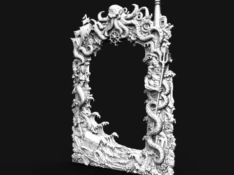 Nautical Fantasy Frame STL for CNC Router and 3D Printing 3D Print Model