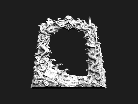 Nautical Fantasy Frame STL for CNC Router and 3D Printing 3D Print Model