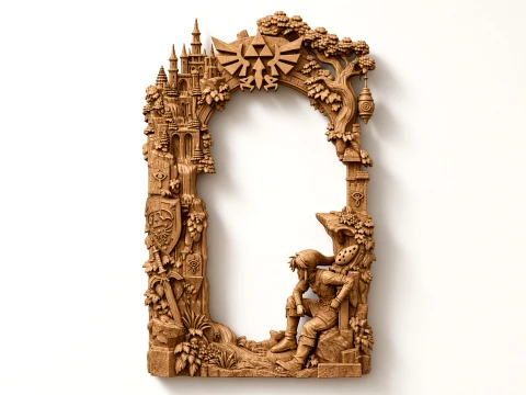 Legend of Zelda Inspired Decorative Frame STL CNC Router Relief Model 3D Print Model