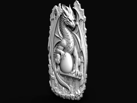 Guardian of the Last Egg Dragon 3D Relief for CNC 3D Print Model