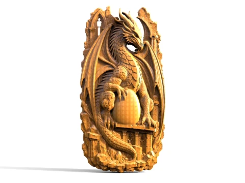 Guardian of the Last Egg Dragon 3D Relief for CNC 3D Print Model