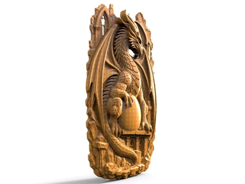 Guardian of the Last Egg Dragon 3D Relief for CNC 3D Print Model