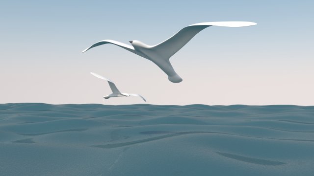 seagull and sea 3D Model .c4d .max .obj .3ds .fbx .stl .blend 