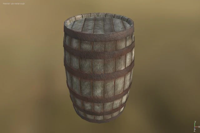 wood barrel - game ready 3D Model .c4d .max .obj .3ds .fbx .stl .blend 