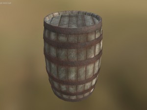 wood barrel - game ready Model 3D
