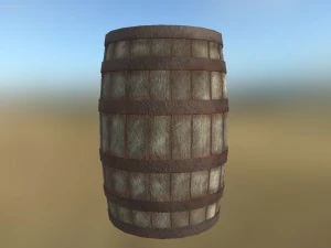 wood barrel - game ready 3D Model