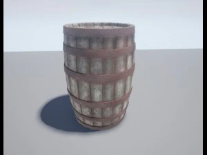 wood barrel - game ready 3D Model