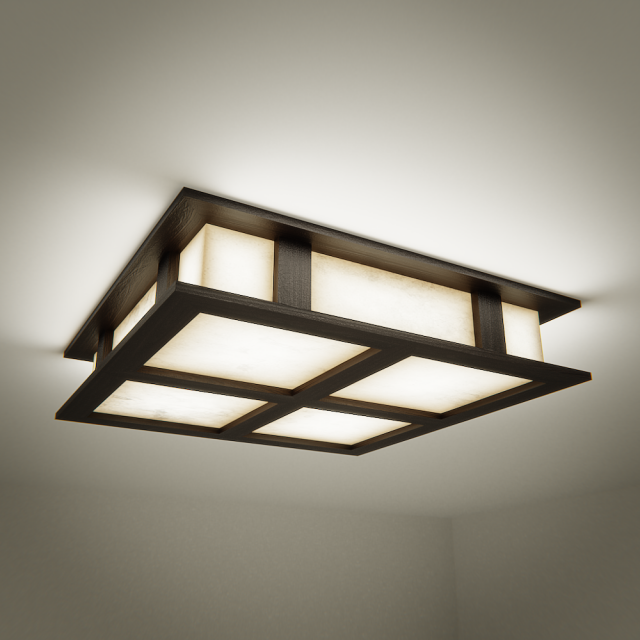 ceiling lamp with wooden frame Modelo 3D .c4d .max .obj .3ds .fbx .stl .blend 