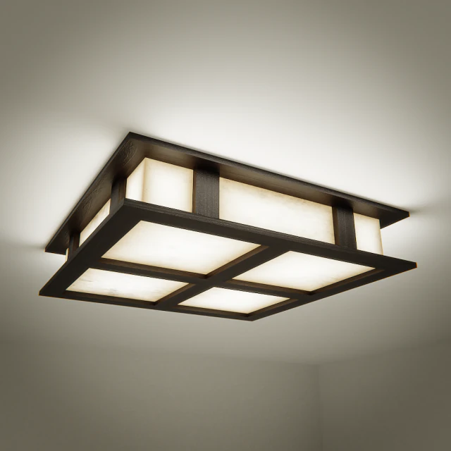 ceiling lamp with wooden frame 3D Model .c4d .max .obj .3ds .fbx .stl .blend
